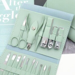 16 pcs stainless steel nail clipper set – manicure & pedicure tool box