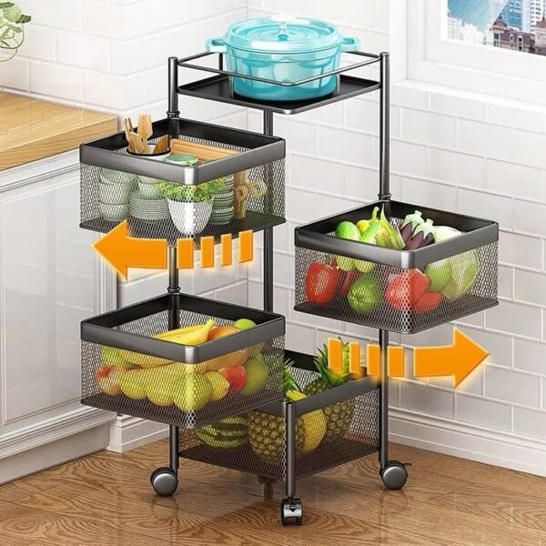 4 layer square shape kitchen rack